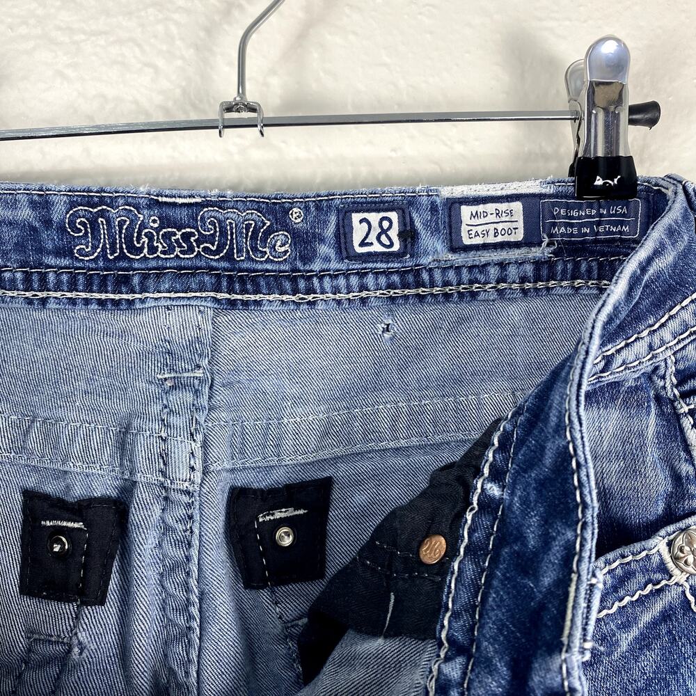 Vtg Y2K Miss Me Loose Fit Bedazzled Sequin Faded Grunge Mcbling Mid Rise Jeans - Picture 12 of 14
